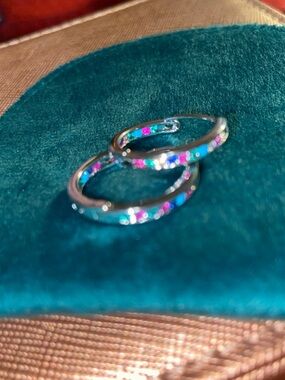 Rainbow Sterling Hoops